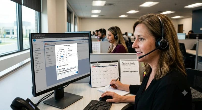 commercial cleaning appointment setting call center agent scheduling a janitorial walkthrough